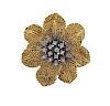 18k Gold Diamond Flower Brooch Pendant