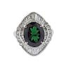 3.41ct Green Tourmaline Diamond Platinum Ring