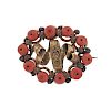Antique 14k Gold Coral Brooch Pin