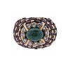 18k Gold Diamond Ruby Emerald Dome Ring