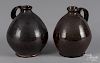 Two redware ovoid jugs, 19th c.