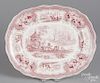 Red transfer decorated Staffordshire platter