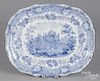 Blue transfer decorated Staffordshire platter