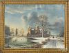 American oil on canvas winter landscape, 19th c.