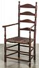 New England ladderback armchair, ca. 1800.
