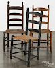 Four country ladderback chairs, 19th c.