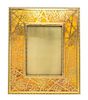 A Tiffany Studios Dore Bronze and Favrile Glass Picture Frame, Height 9 1/2 x width 8 inches.