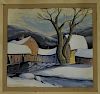 Philip Hicken Bridge in Winter Landscape Painting