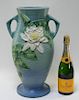 LARGE Roseville Pottery Blue Water Lily Floor Vase