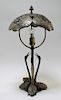 FINE English Silvered Bronze Figural Crane Lamp