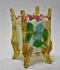 Victorian Bohemian Cased Glass Applied Floral Vase