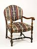 Stained Oak & Walnut Upholstered Armchair