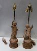 2 Antique Carved Terracotta Figures as Lamps.