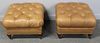 Pair of Quality Leather Upholstered Ottomans.