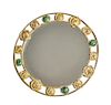 An Art Deco Gilt Metal Jeweled Mirror, Diameter 15 1/2 inches.