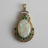 Opal Emerald Diamond 14k Pendant