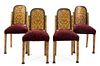 An Set of Four Art Deco Marquetry Side Chairs, Height of chairs 34 1/4 inches.