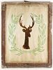 Rustic Art Glass Window with Stag Motif
