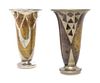 Two French Art Deco Mixed Metal Vases, Jacques Douau, Height 10 1/4 inches.