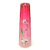 French Art Deco Hand painted Flower and Dragonfly Art Glass Vase