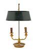 An Empire Style Gilt Bronze Two-Light Bouillotte Lamp Height 19 inches.