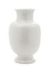 A Chinese Carved White Glazed Porcelain Vase Height 13 1/4 inches.