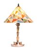 A Czechoslovakian Art Deco Boudoir Lamp, Bellova, Diameter of shade 10 x height overall 15 3/4 inches.