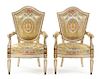 A Pair of Italian Painted Fauteuils Height 43 inches.