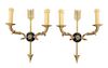 A Pair of Empire Style Gilt Metal Two-Light Sconces Height 12 1/2 inches.