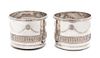A Pair of Italian Silver-Plate Wine Coasters Height 4 3/4 inches.