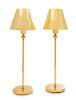 A Pair of Anna Lari Gold-Plated Emi Table Lamps Height 18 inches.