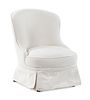 A Canvas Upholstered Slipper Chair Height 29 inches.