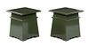 A Pair of Custom-Designed Green Painted Side Tables Height 15 x width 14 1/4 x depth 14 1/4 inches.