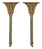 A Pair of Italian Parcel Gilt Tole Torcheres Height 53 inches.