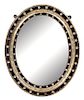 A Regency Style Black and Gilt Framed Mirror Height 20 inches.