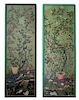 A Pair of Chinese Export Handpainted Wallpaper Panels Height 12 feet x width 45 inches.