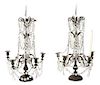 A Pair of Louis XVI Style Gilt Bronze and Cut Crystal Four-Light Candelabra Height 25 inches.