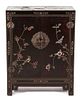 A Chinese Black Lacquer Two Door Cabinet Height 30 x width 23 inches.