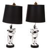 A Pair of Italian Glazed Ceramic Blackamoor Lamps Height 20 inches.