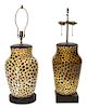 Two Glazed Ceramic Table Lamps Height 36 inches.