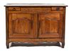 A French Provincial Carved Fruitwood Cabinet Height 37 x width 52 x depth 22 inches.