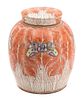 A Chinese Export Porcelain Covered Ginger Jar Height 10 inches.