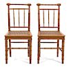 A Pair of Victorian Faux Bamboo Side Chairs Height 34 inches.