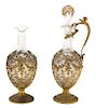 Two French Gilt Metal Mounted Crystal Carafes Height 10 inches.