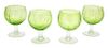 A Set of Green Glass Water Goblets Height 6 inches.