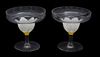 A Set of Hand-Painted Cocktail Glasses Height 4 1/4 inches.