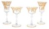 A Collection of Gilt Decorated Glass Stemware Height of tallest 8 1/2 inches.