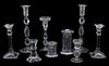 A Miscellaneous Group of Cut Glass Candlesticks Height of tallest 12 inches.