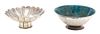Two Silver Footed Bowls, Unknown Makers, one with a green enamel interior, the other of fluted foliate-form