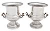 A Pair of Silver-Plate Campana-form Wine Coolers Height 10 inches.